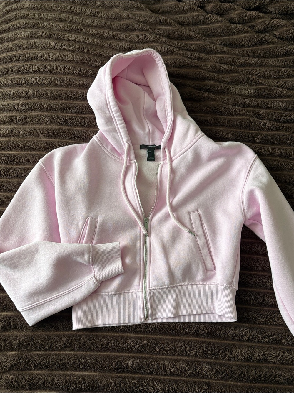 Forever 21 Light Pink Zip Hoodie Jacket for Women